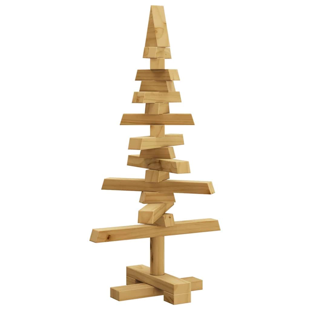 Luxury Wooden Christmas Tree with Stand Brown 60cm Solid pine wood
