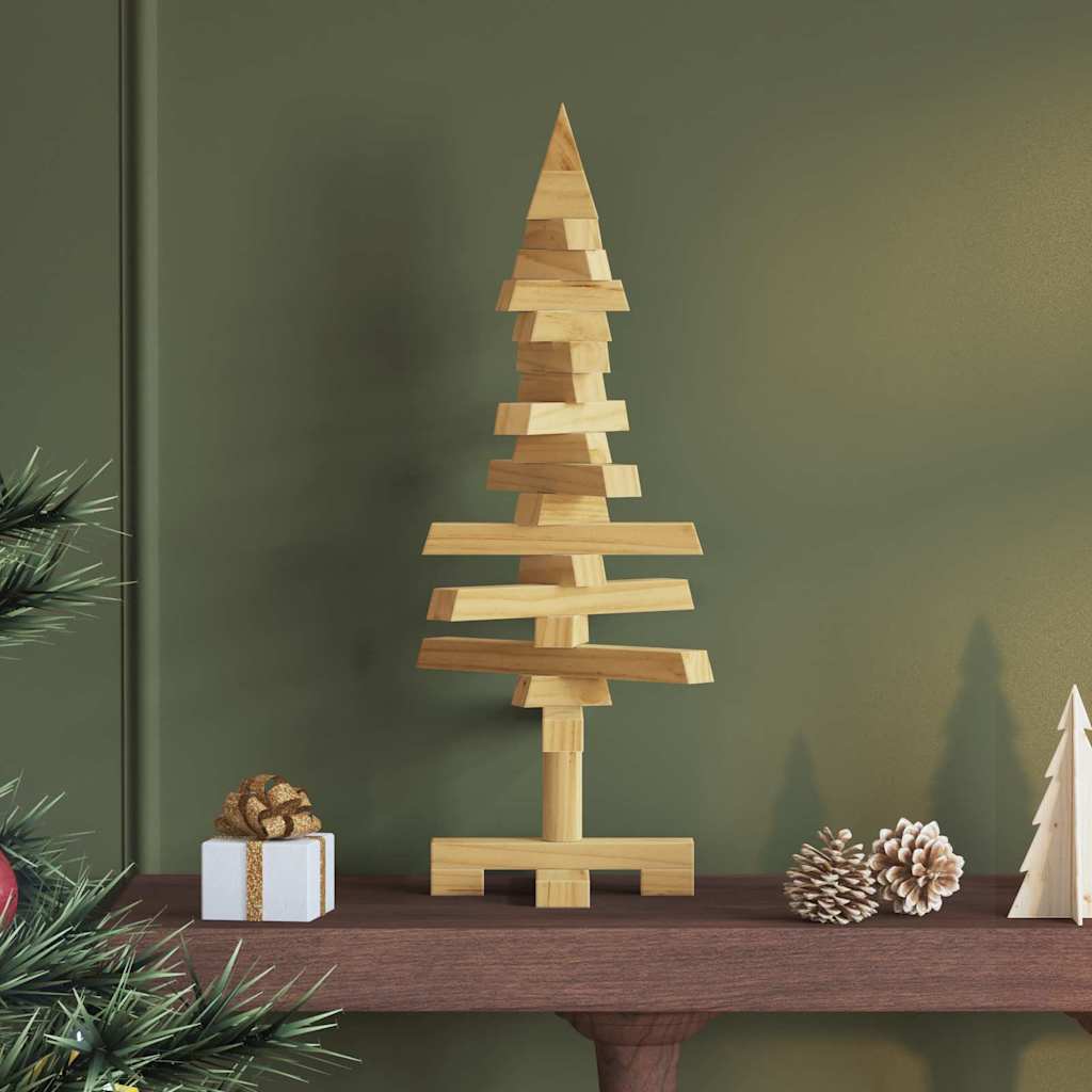 Luxury Wooden Christmas Tree with Stand Brown 60cm Solid pine wood