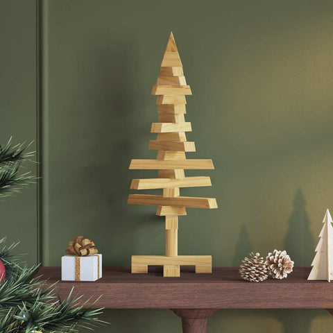 Luxury Wooden Christmas Tree with Stand Brown 60cm Solid pine wood