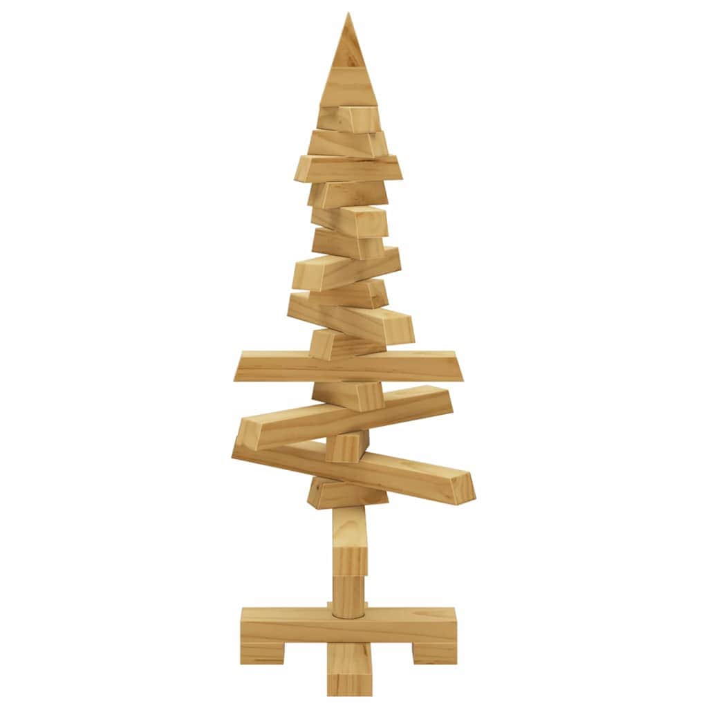 Luxury Wooden Christmas Tree with Stand Brown 60cm Solid pine wood