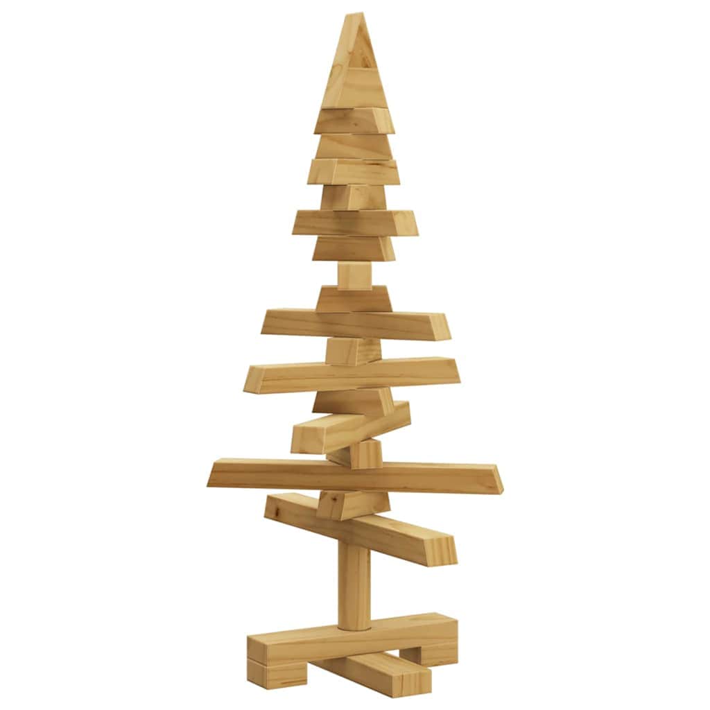 Luxury Wooden Christmas Tree with Stand Brown 60cm Solid pine wood