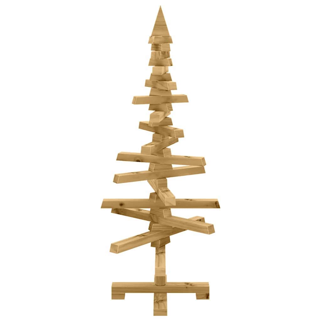 Luxury Wooden Christmas Tree with Stand Brown 90cm Solid pine wood