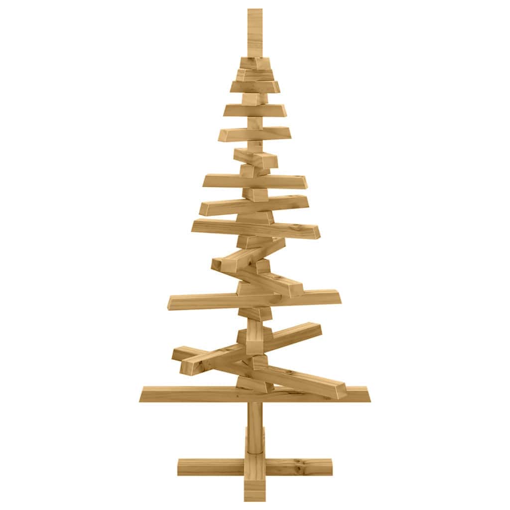Luxury Wooden Christmas Tree with Stand Brown 90cm Solid pine wood