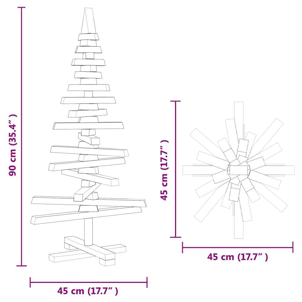 Luxury Wooden Christmas Tree with Stand Brown 90cm Solid pine wood