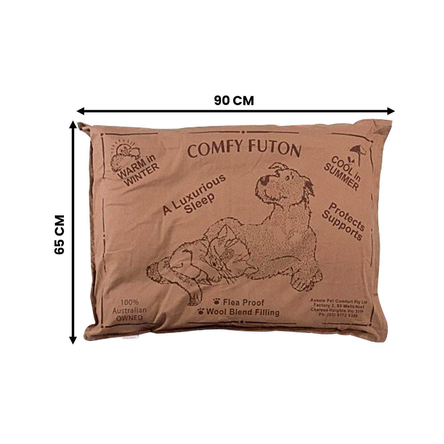 90Cm - Made Comfy Pet Futon Dog 90cm Wool Blend Medium - Brown
