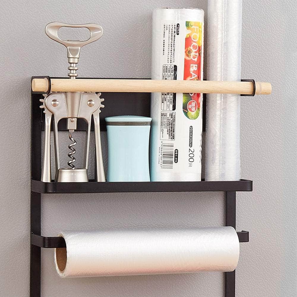 Magnetic Refrigerator Rack With Hooks For Spice Jars And Paper Storage