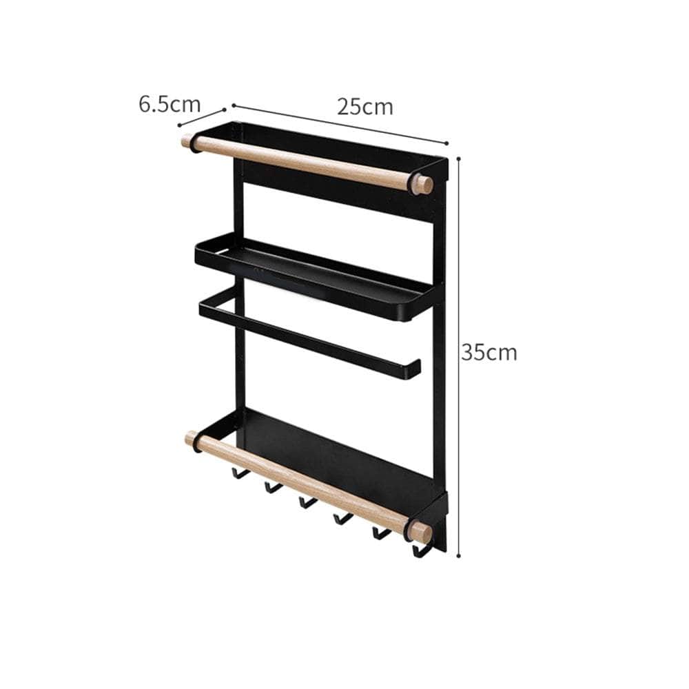 Magnetic Refrigerator Rack With Hooks For Spice Jars And Paper Storage