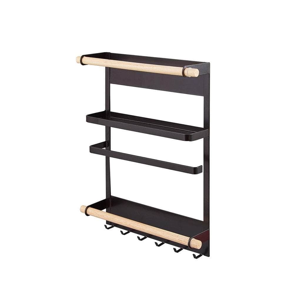 Magnetic Refrigerator Rack With Hooks For Spice Jars And Paper Storage