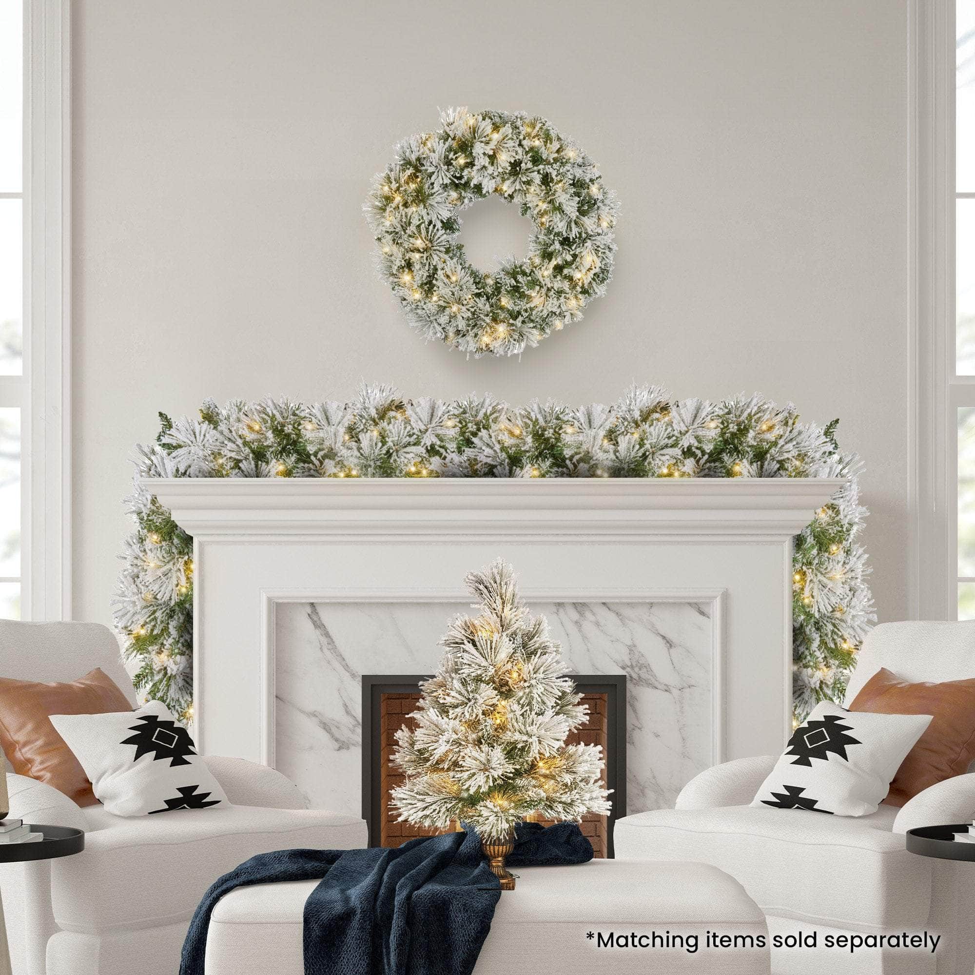 Majestic Snow Christmas Wreath - 61cm
