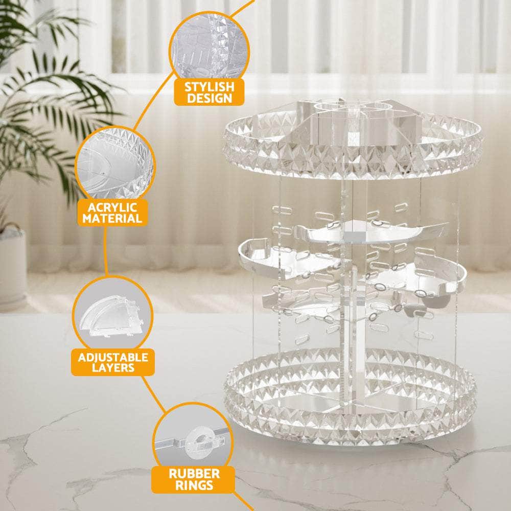 Makeup Case Acrylic Rotating Cosmetic Organizer Storage Display Holder