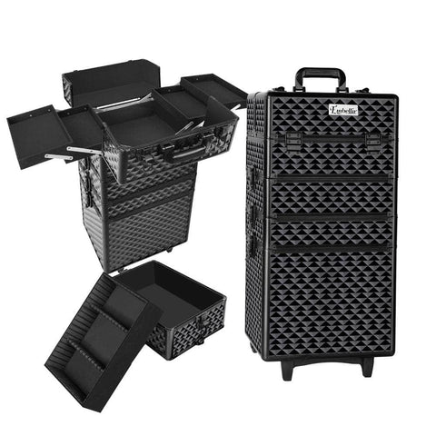 Makeup Case Beauty Trolley Cosmetic Organiser Box Travel Wheels Diamond