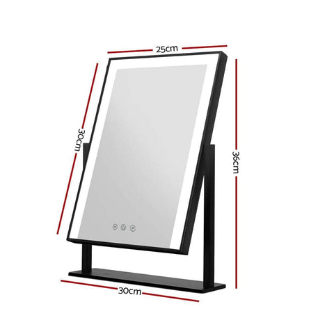 Makeup Mirror 25x30cm Hollywood Vanity with LED Light Rotation Black