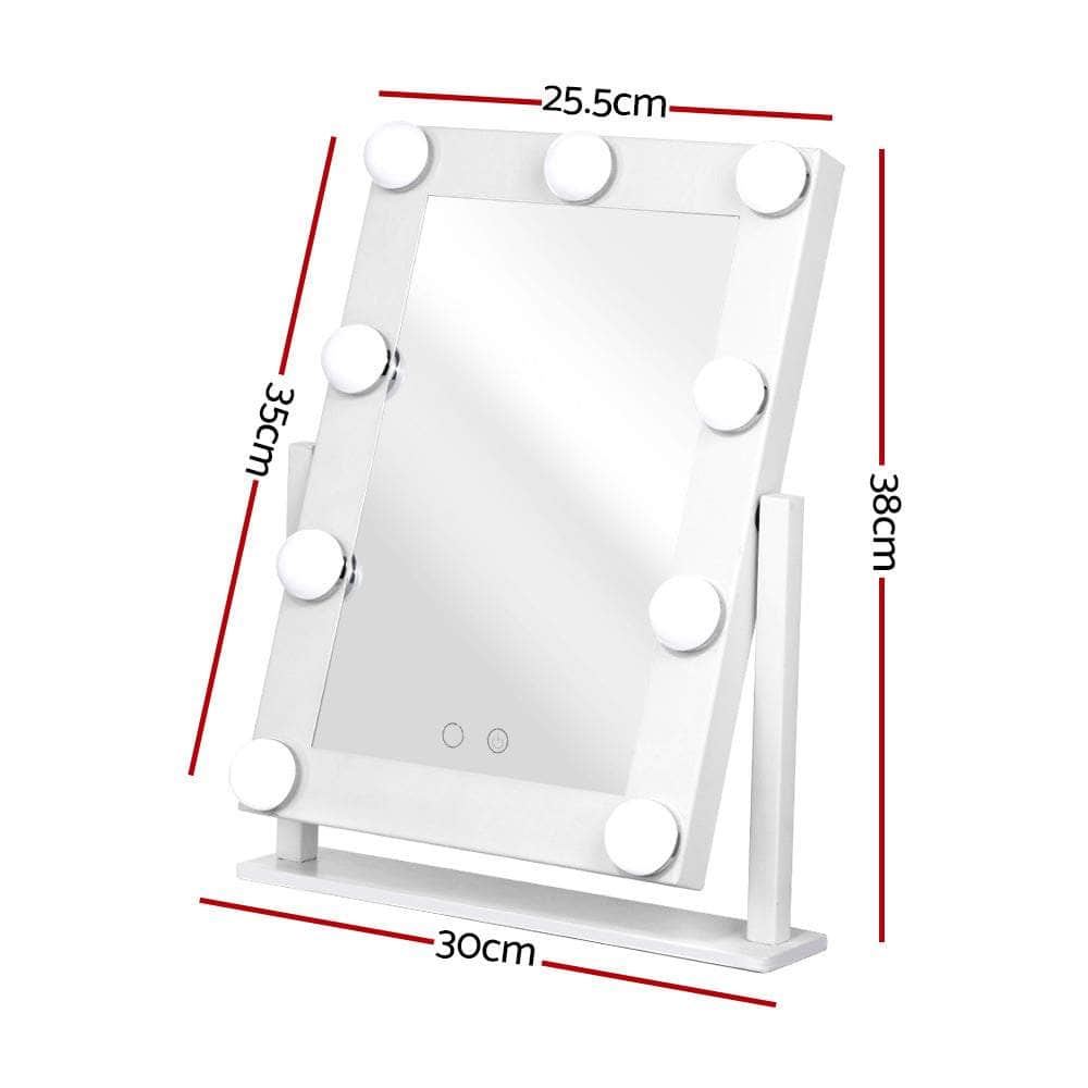 Makeup Mirror 30x38cm Hollywood Vanity with LED Light Rotation Tabletop