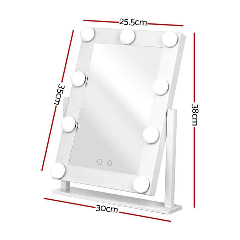Makeup Mirror 30x38cm Hollywood Vanity with LED Light Rotation Tabletop