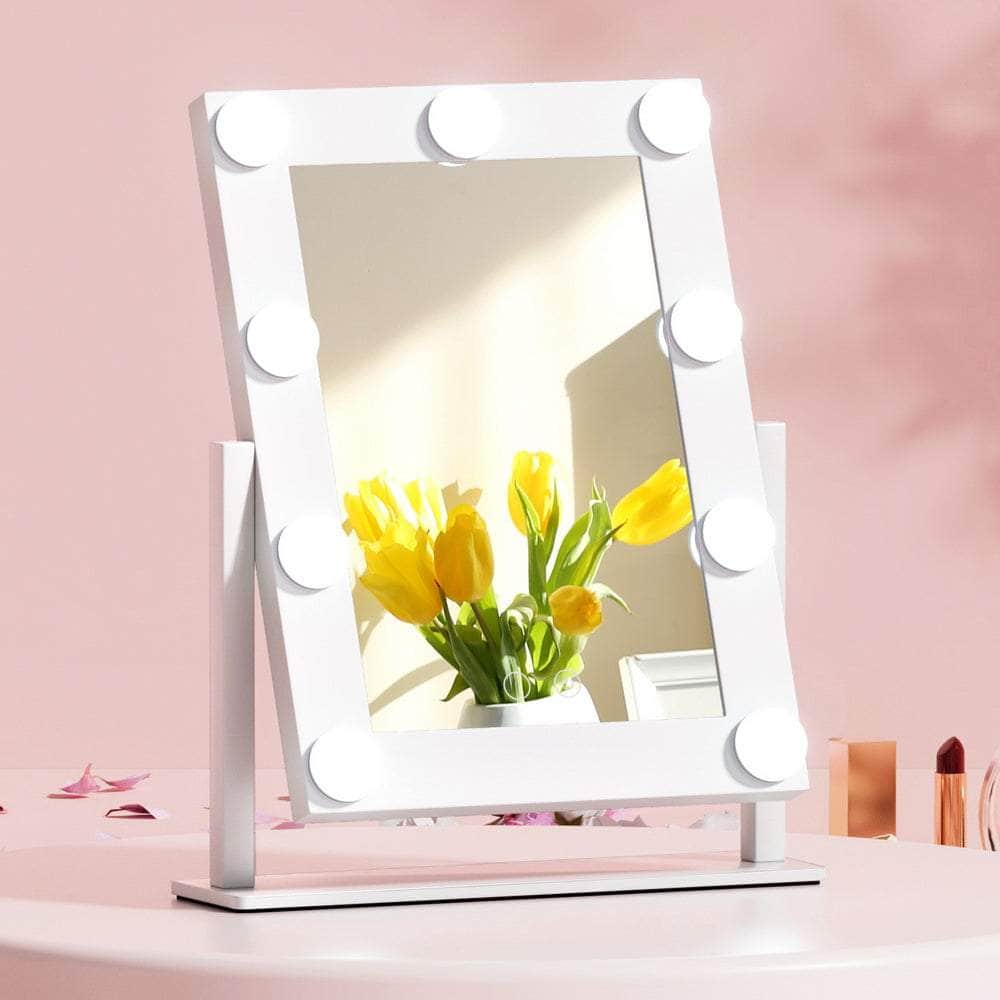 Makeup Mirror 30x38cm Hollywood Vanity with LED Light Rotation Tabletop