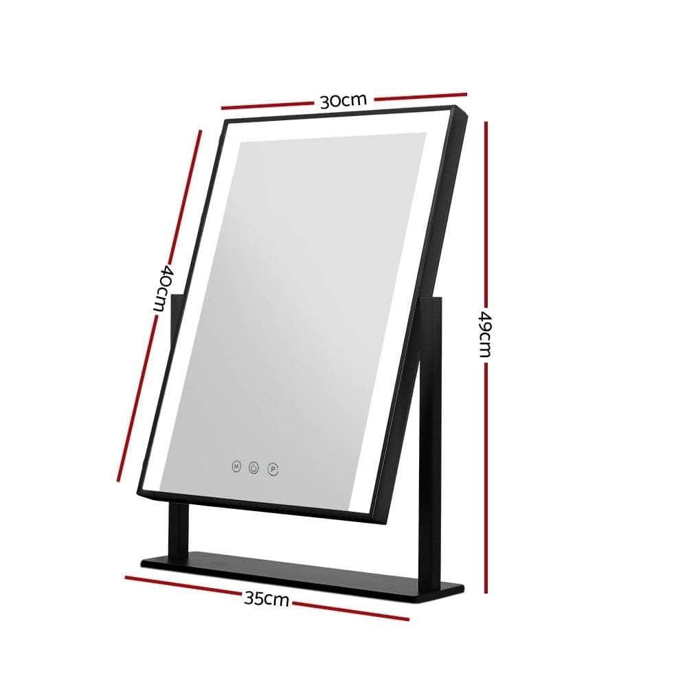 Makeup Mirror 30x40cm Hollywood Vanity with LED Light Rotation Black