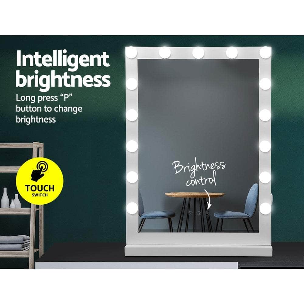 Makeup Mirror 43x61cm Hollywood Vanity with LED Light Tabletop White