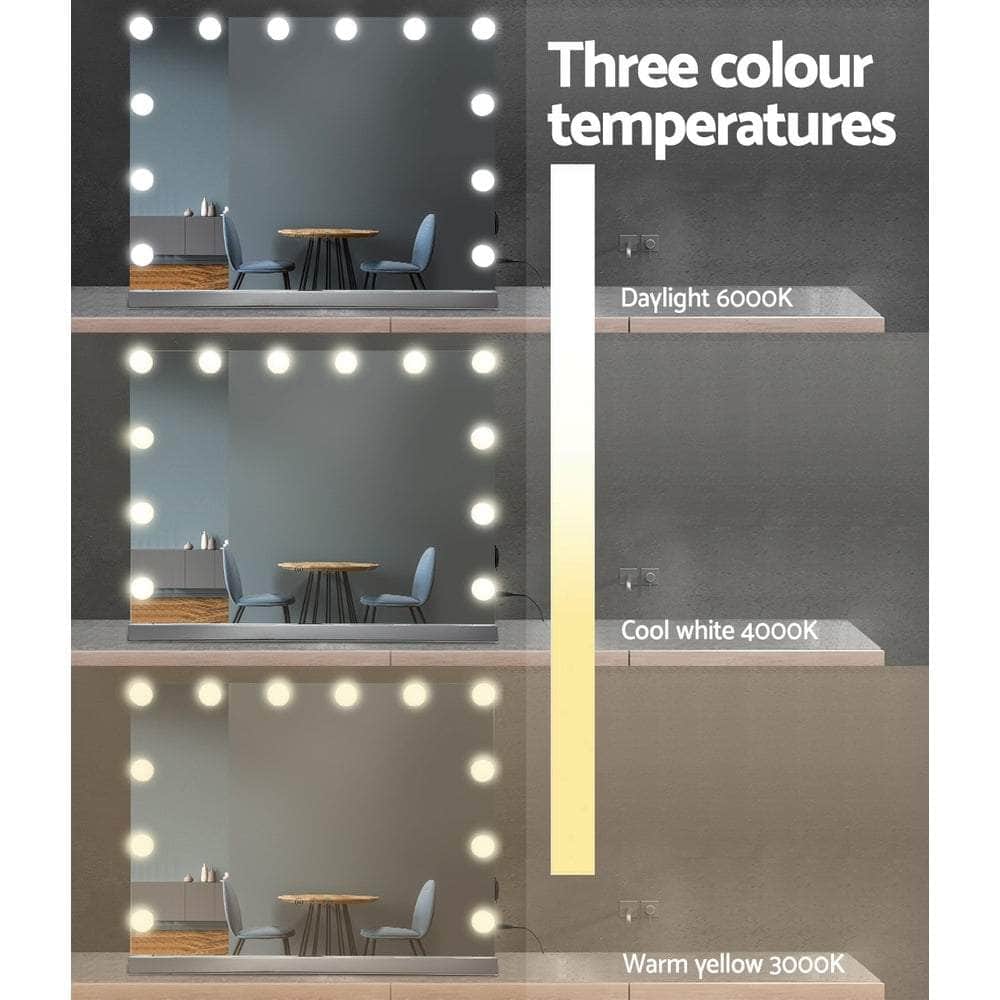 Makeup Mirror 58x46cm Hollywood Vanity with LED Light Tabletop Wall