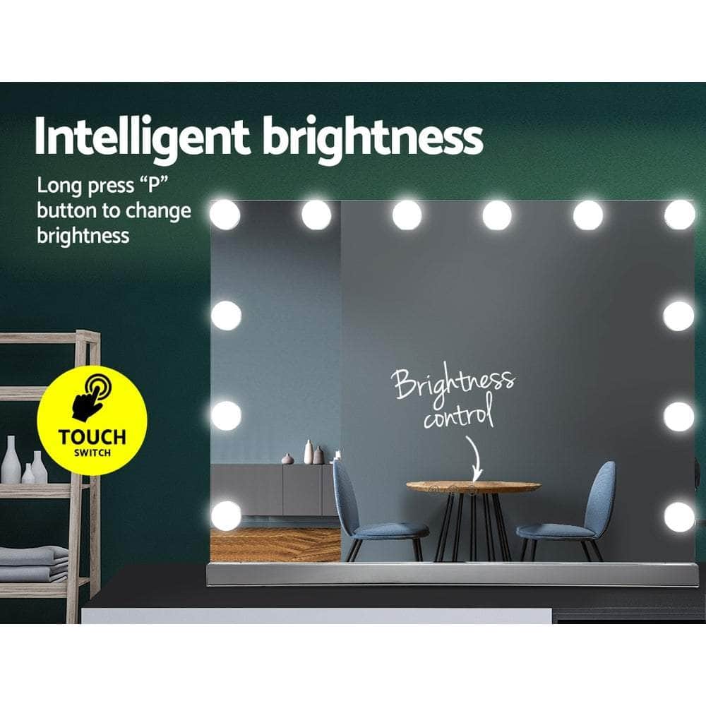 Makeup Mirror 58x46cm Hollywood Vanity with LED Light Tabletop Wall