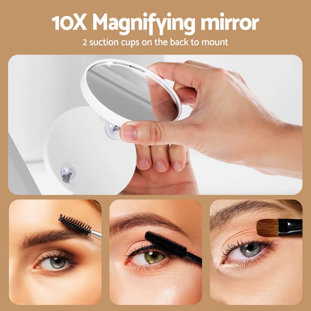 Makeup Mirror 60x50cm Hollywood Vanity with LED Light Tabletop Black