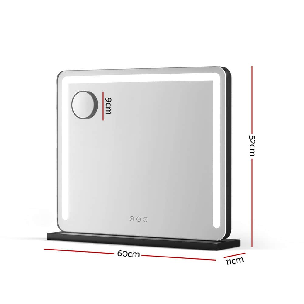 Makeup Mirror 60x50cm Hollywood Vanity with LED Light Tabletop Black