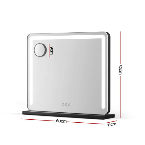 Makeup Mirror 60x50cm Hollywood Vanity with LED Light Tabletop Black