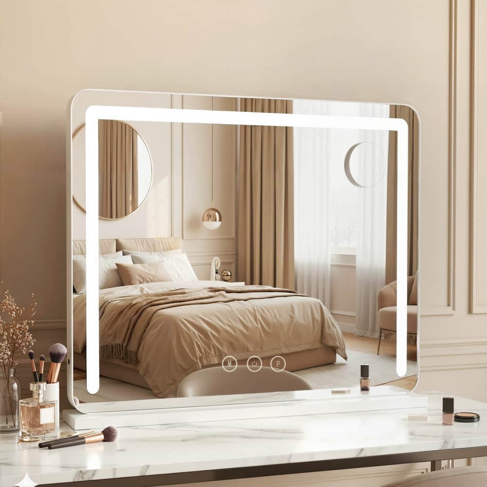 Makeup Mirror 60x50cm Hollywood Vanity with LED Light Tabletop White