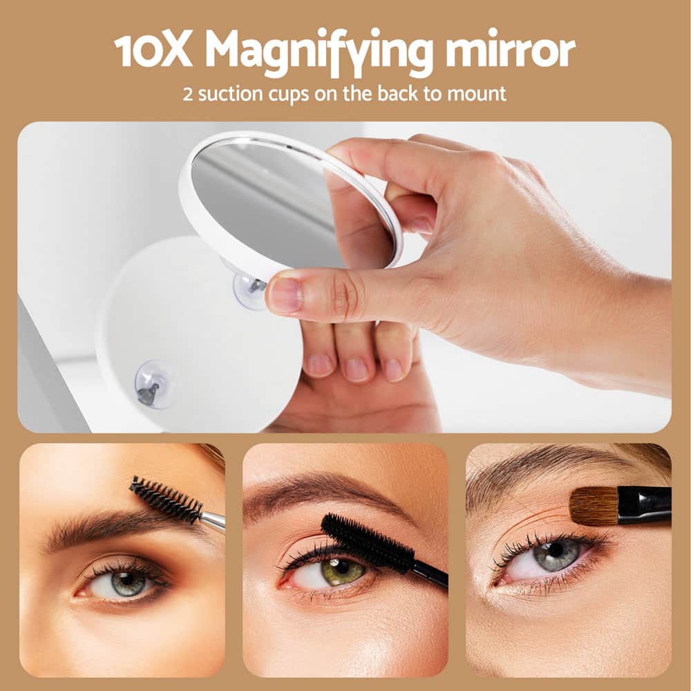 Makeup Mirror 60x50cm Hollywood Vanity with LED Light Tabletop White