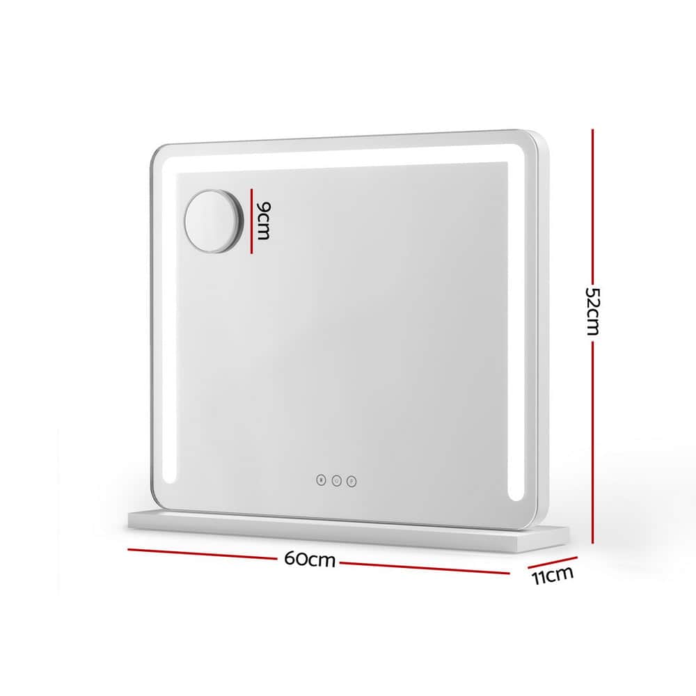 Makeup Mirror 60x50cm Hollywood Vanity with LED Light Tabletop White