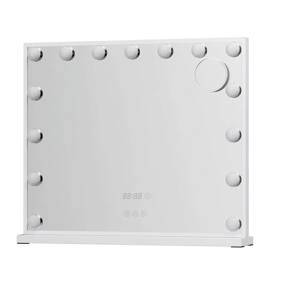 Makeup Mirror 60x52cm Hollywood Vanity with LED Light Tabletop White