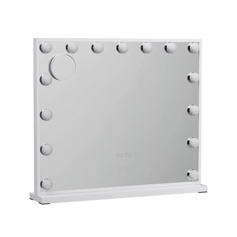 Makeup Mirror 60x52cm Hollywood Vanity with LED Light Tabletop White