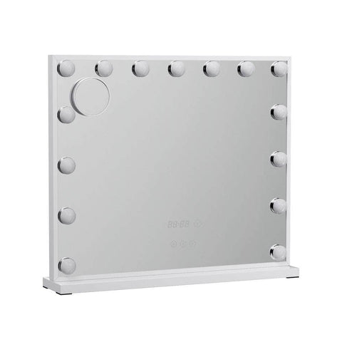 Makeup Mirror 60x52cm Hollywood Vanity with LED Light Tabletop White