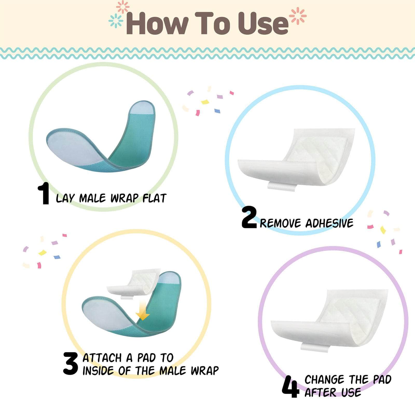 Male Dog Wrap M + 10x Diaper Booster Pads