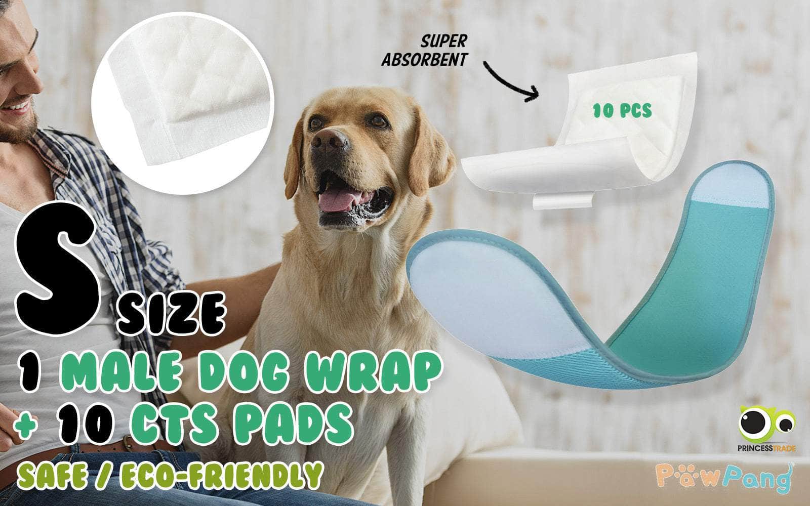 Male Dog Wrap S + 10x Diaper Booster Pads