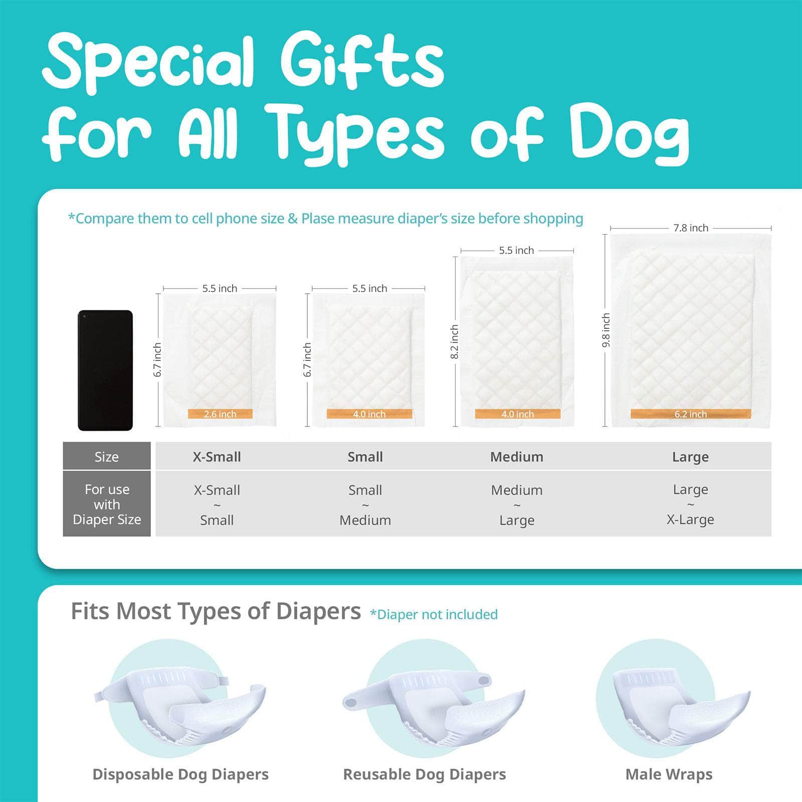 Male Dog Wrap S + 10x Diaper Booster Pads