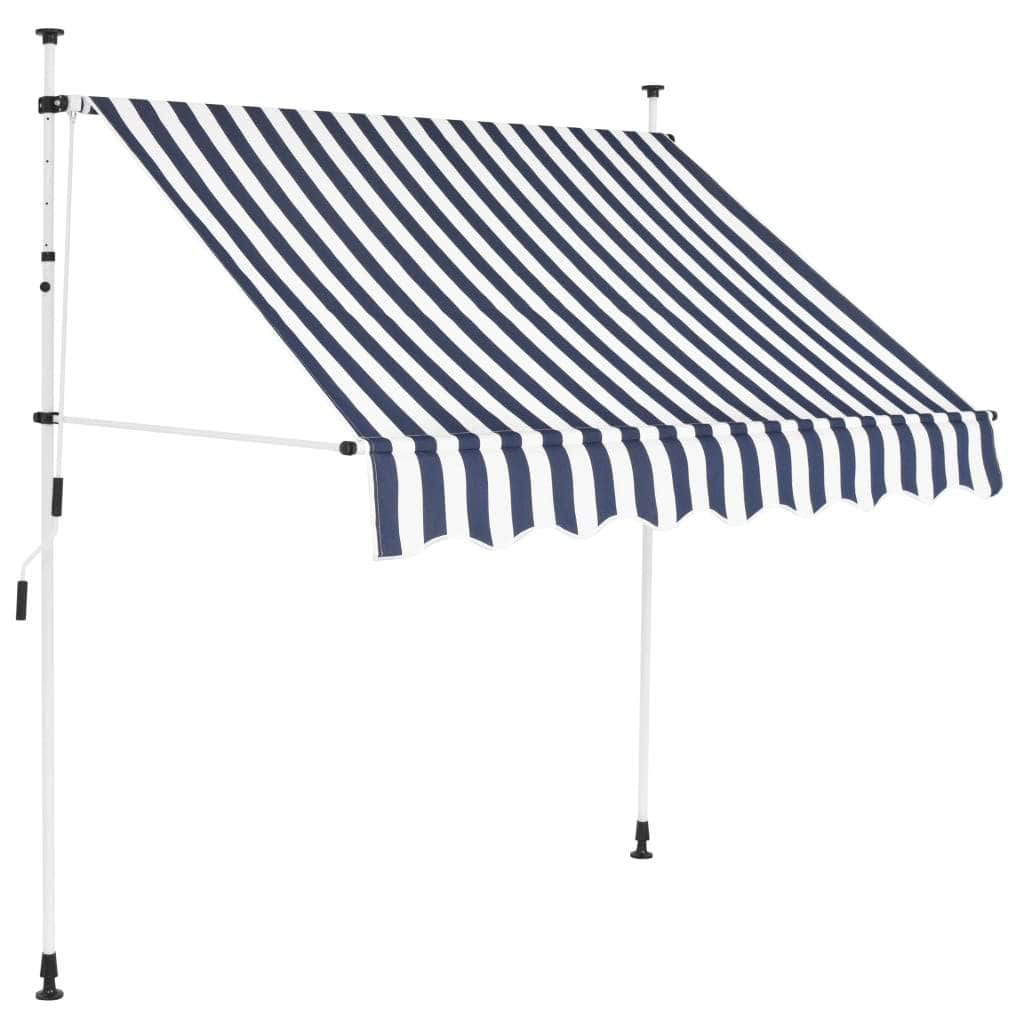 Manual Retractable Awning 200 cm Blue and White Stripes - Simple deals