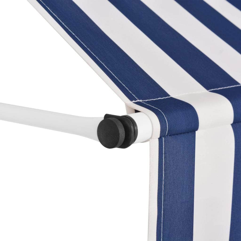 Manual Retractable Awning 300 cm Blue and White Stripes - Simple deals