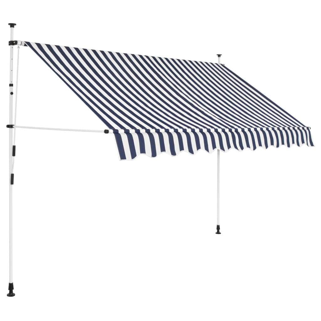 Manual Retractable Awning 300 cm Blue and White Stripes - Simple deals