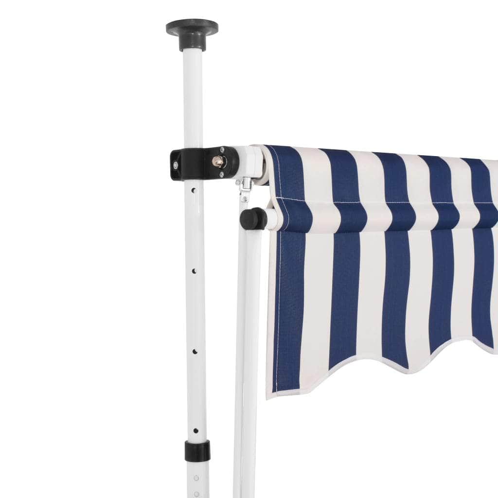 Manual Retractable Awning 300 cm Blue and White Stripes - Simple deals