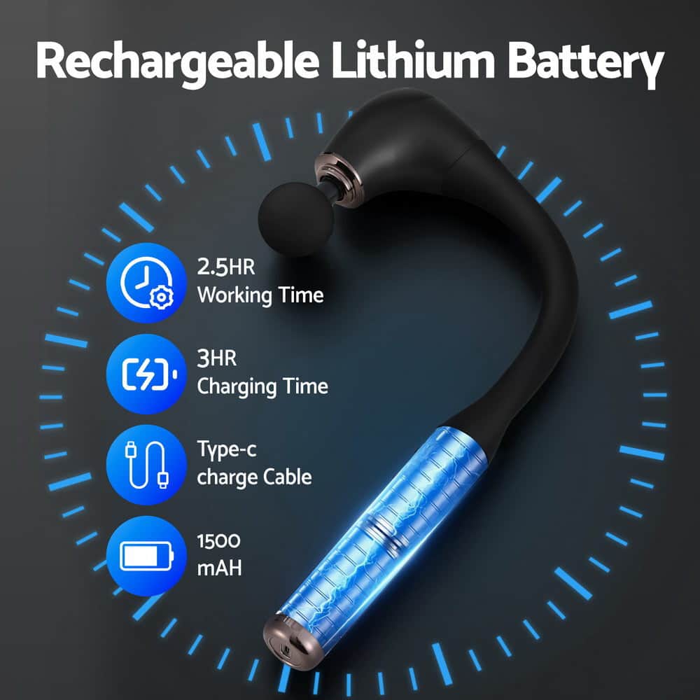 Massage Gun U-shaped Extended Handle Percussion Massager 4 Heads