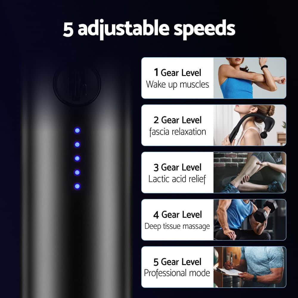 Massage Gun U-shaped Extended Handle Percussion Massager 4 Heads