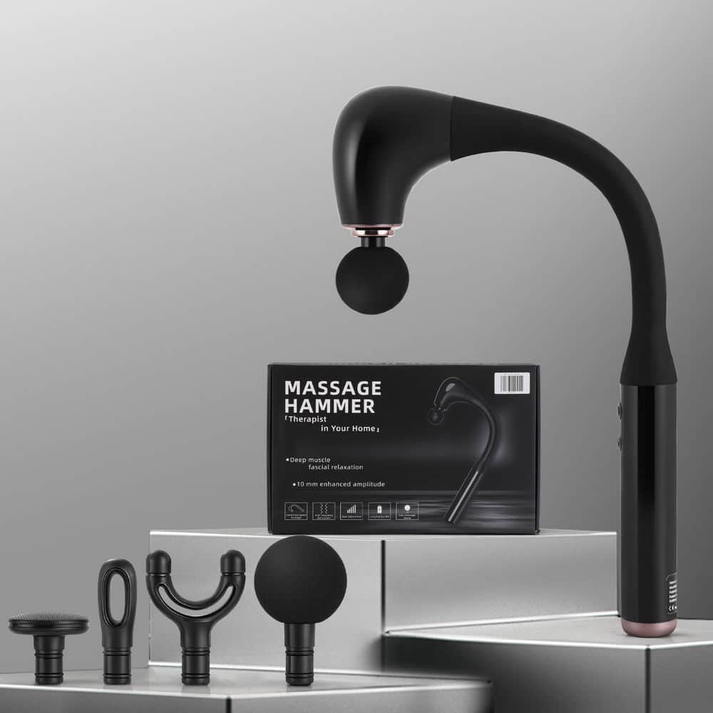 Massage Gun U-shaped Extended Handle Percussion Massager 4 Heads