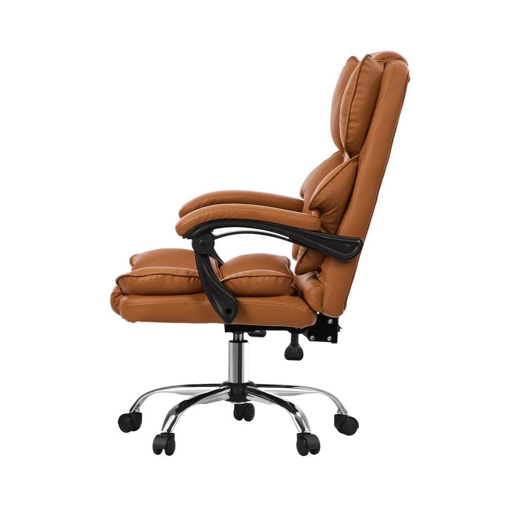 Massage Office Chair Premium PU Leather Gaming Seat Brown