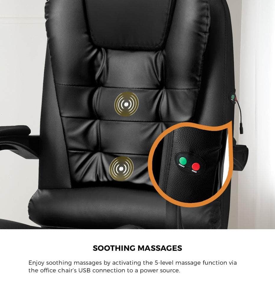 Massage Office Chair Racing Chairs PU Leather Black