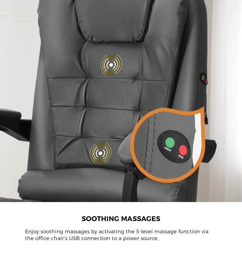 Massage Office Chair Racing Chairs PU Leather Grey