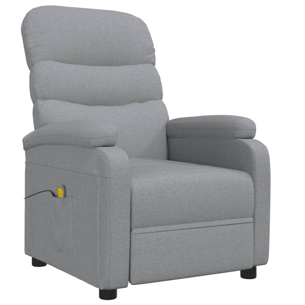 Massage Recliner Light Grey Fabric