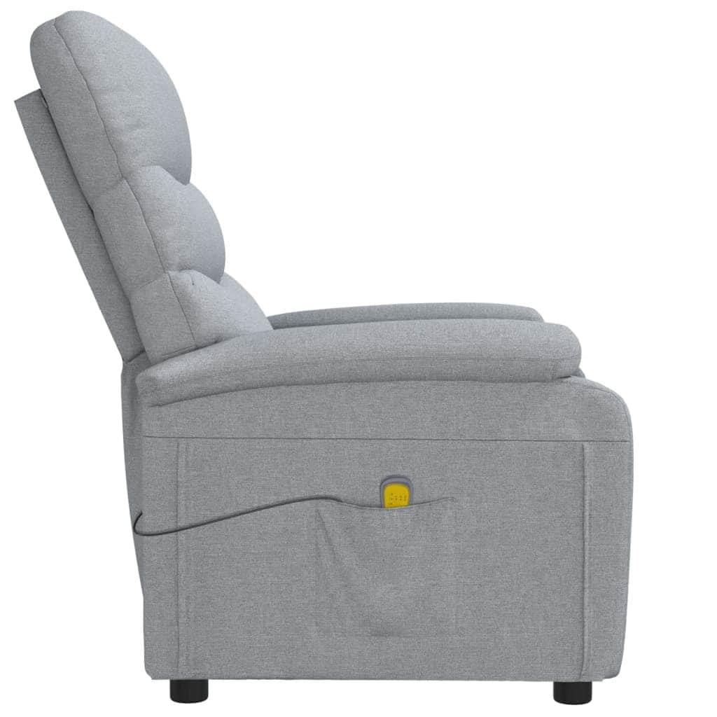 Massage Recliner Light Grey Fabric