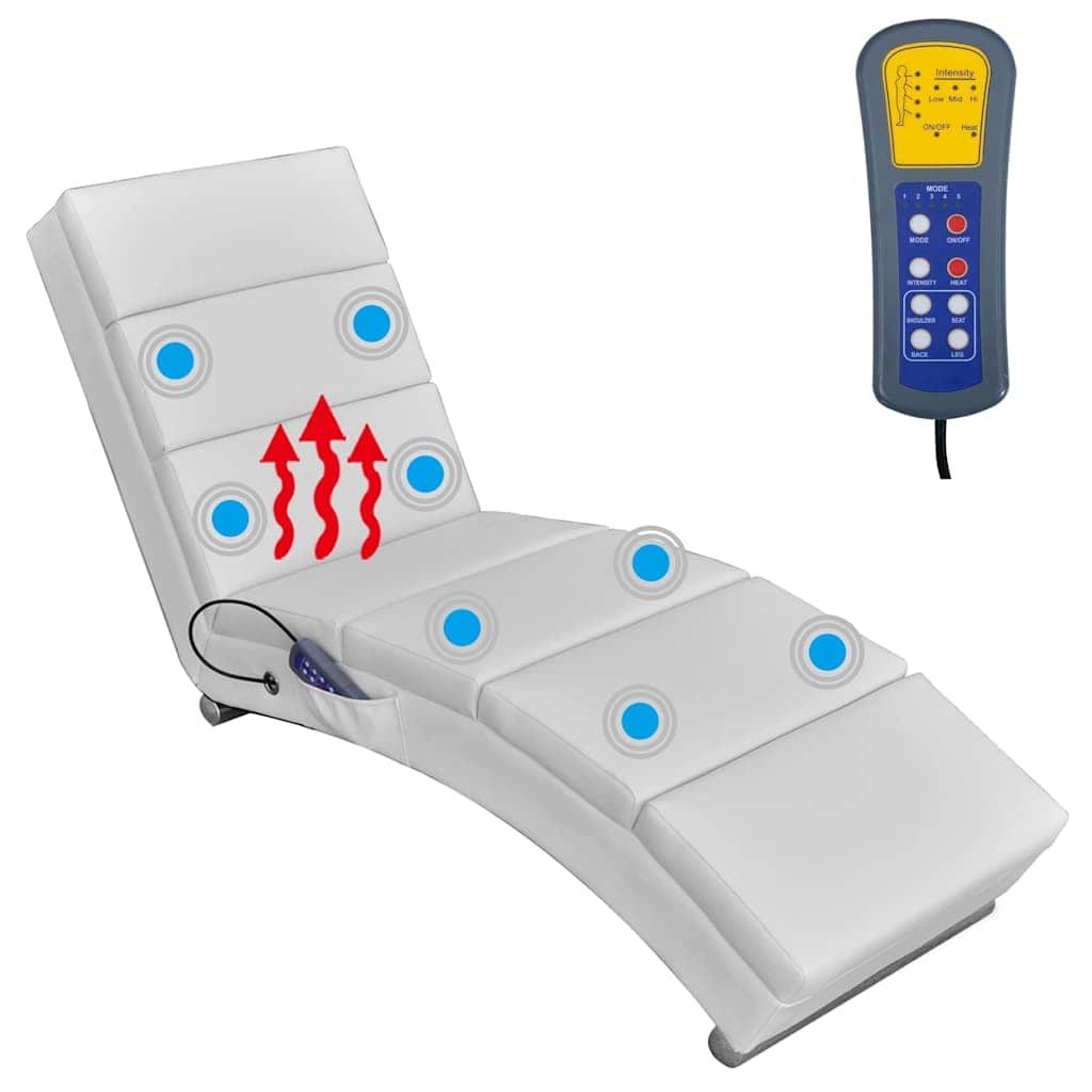Massage Recliner White Leather