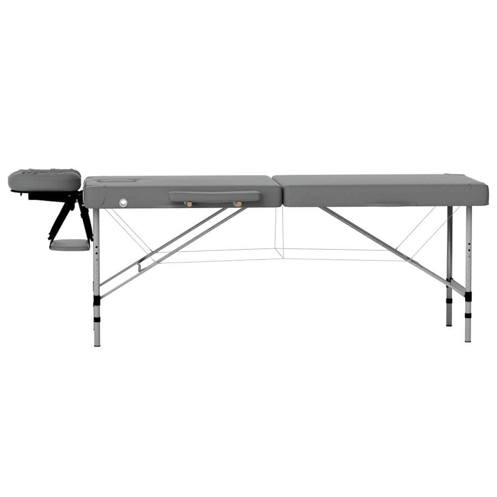 Massage Table 55Cm Portable 2 Fold Aluminium Beauty Bed Grey