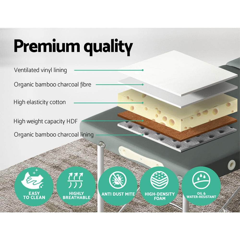 Massage Table 55Cm Portable 2 Fold Aluminium Beauty Bed Grey